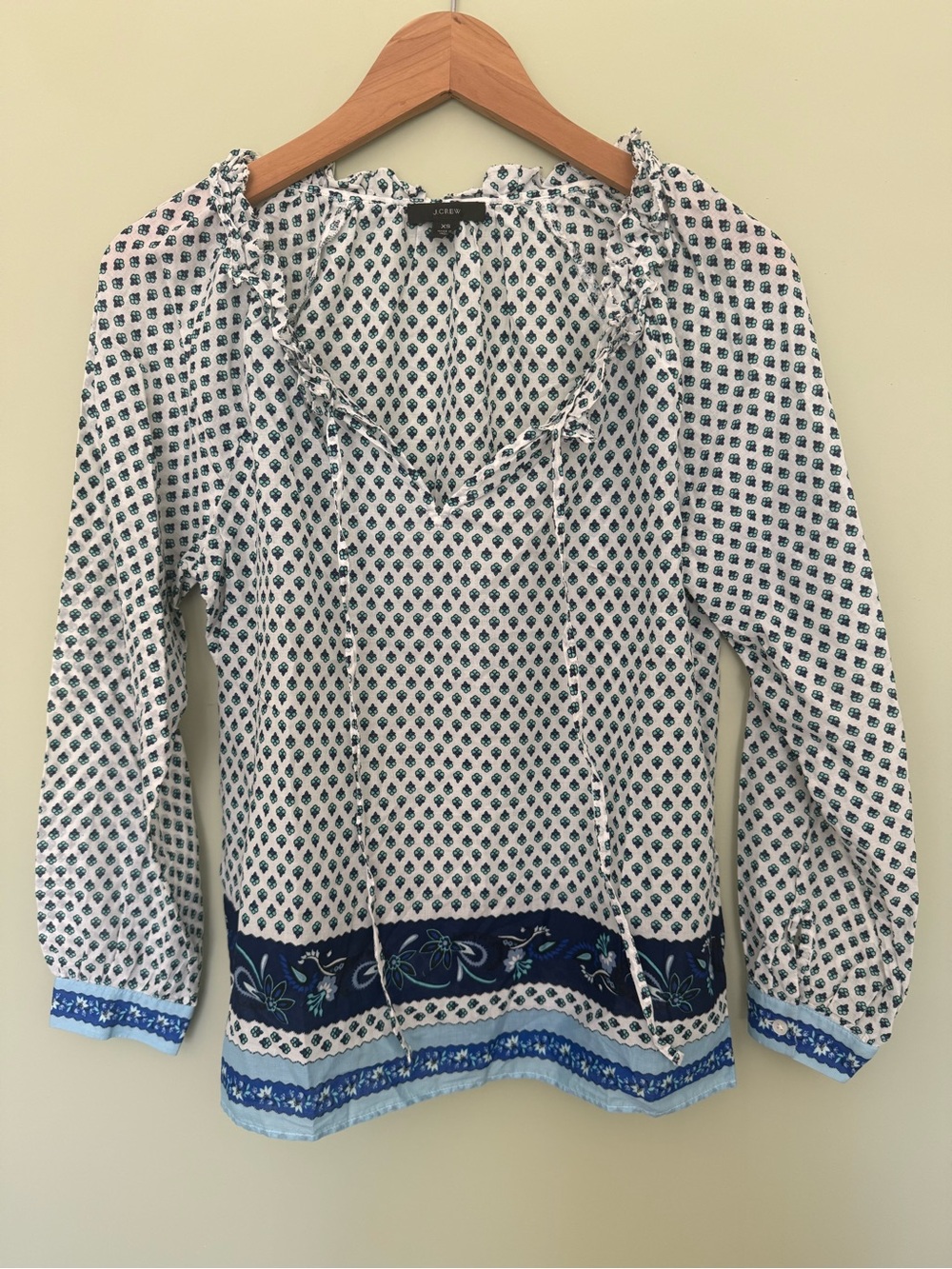 J Crew Tie Front Ruffle Top